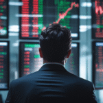 Financial analyst observing market charts showing mixed signals for 2026 global economy, representing market volatility and investor sentiment.