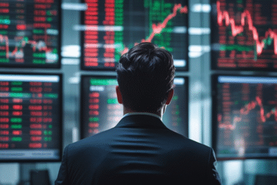 Financial analyst observing market charts showing mixed signals for 2026 global economy, representing market volatility and investor sentiment.