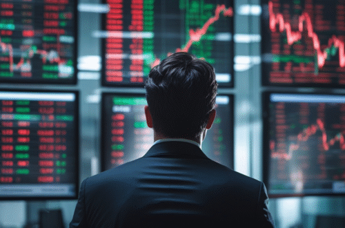 Financial analyst observing market charts showing mixed signals for 2026 global economy, representing market volatility and investor sentiment.
