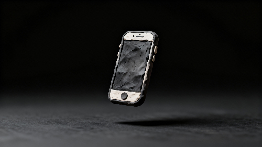 Smartphone floating against dark background representing mindful relationship with technology and device care