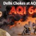 Delhi man in mask as AQI 644 smog engulfs city