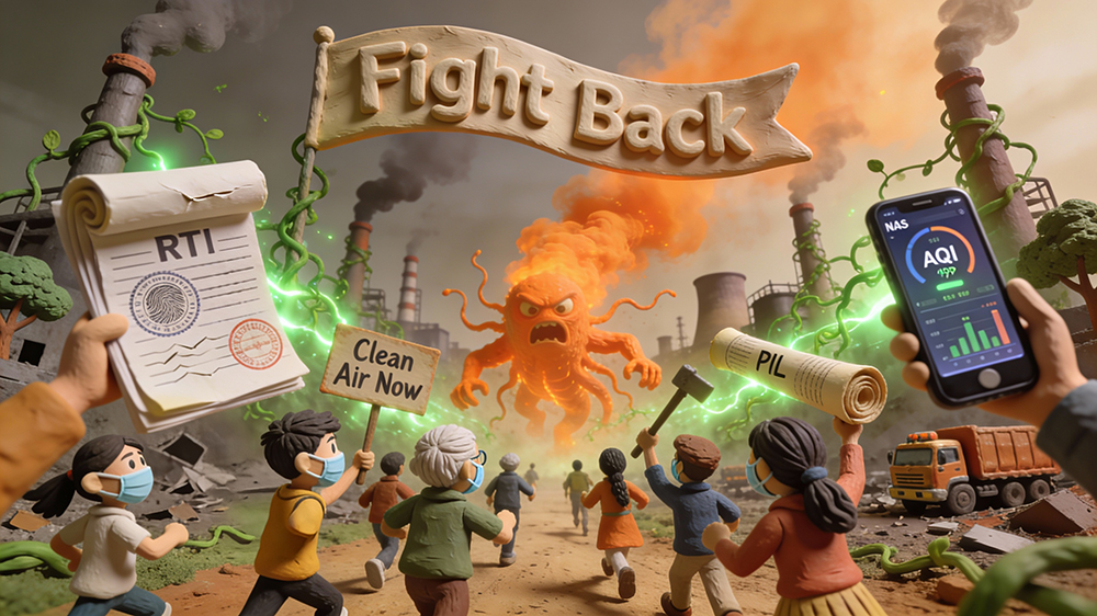 Delhi citizens protesting and filing actions against pollution