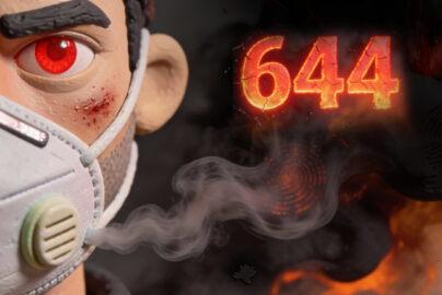 Delhi man in mask as AQI 644 smog engulfs city